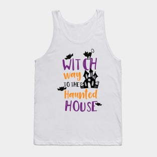 Witch Way To The Haunted House, Bats, Halloween Tank Top